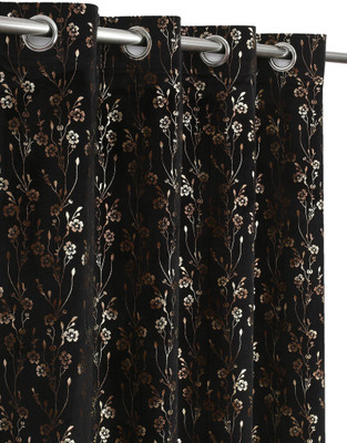 Drape And Decor 152.4 cm (5 ft) Window Velvet Room Darkening Curtain (Pack Of 2)(Dark Grey, Self Design)