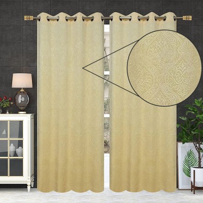 LOOMLYFE 214 cm (7 ft) Velvet Blackout Door Curtain (Pack Of 2)(Printed, Cream)