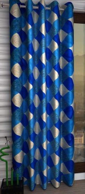 Styletex 152 cm (5 ft) Polyester Semi Transparent Window Curtain Single Curtain(Printed, Blue)