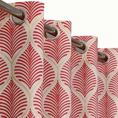 Advik 274 cm (9 ft) Long Door Polyester Semi Transparent Curtain (Pack Of 2)(Maroon, Printed)