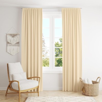 Home Blendz 243.84 cm (8 ft) Cotton Room Darkening Long Door Curtain Single Curtain(Solid, White)