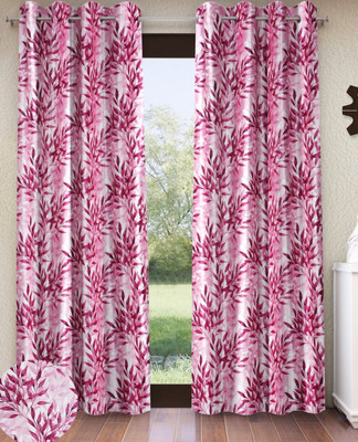 Home Sizzler 213 cm (7 ft) Door Polyester Semi Transparent Curtain (Pack Of 2)(Berry Pink, Floral)