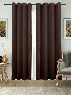 Easyhome 274 cm (9 ft) Polyester Blackout Long Door Curtain Single Curtain(Solid, Coffee Brown)