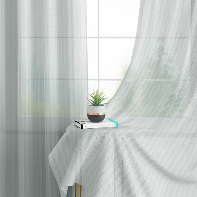Story@home 215 cm (7 ft) Door Polyester Transparent Curtain Single Curtain(Grey, Self Design)