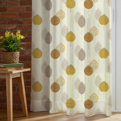 Urban Space 213 cm (7 ft) Polyester Semi Transparent Door Curtain (Pack Of 2)(Printed, Yellow, Brown)