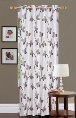 DAKSH 243 cm (8 ft) Polyester Room Darkening Door Curtain (Pack Of 2)(Floral, Brown)