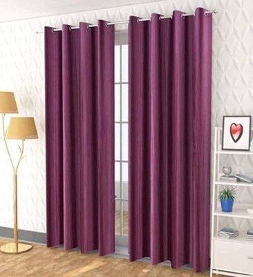 Bloom Enterprise 214 cm (7 ft) Polyester Room Darkening Door Curtain (Pack Of 2)(Solid, Purple)