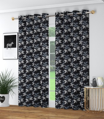 VAS COLLECTIONS 152 cm (5 ft) Polyester Room Darkening Window Curtain (Pack Of 2)(Printed, Black)