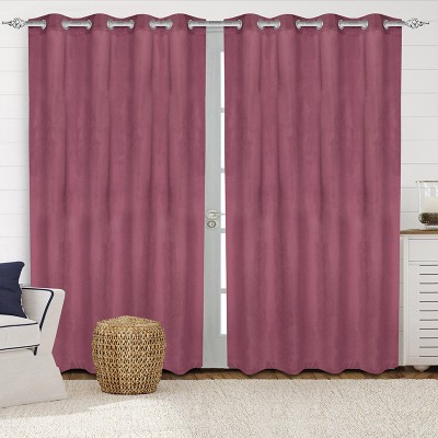 Saral Home 213 cm (7 ft) Velvet Room Darkening Door Curtain (Pack Of 2)(Solid, Rose)