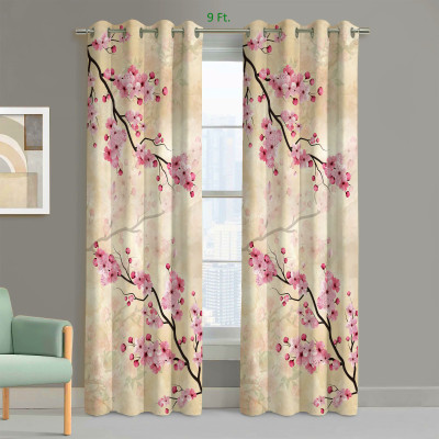 EXOTICE 120 cm (4 ft) Long Door Polyester Room Darkening Curtain (Pack Of 2)(Pink, 3D Printed)