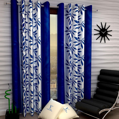 Shivkirpa 154 cm (5 ft) Polyester Semi Transparent Window Curtain Single Curtain(Printed, Blue)