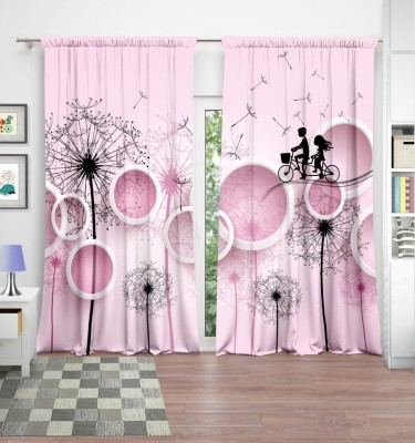 Ad Nx 154 cm (5 ft) Polyester Room Darkening Window Curtain (Pack Of 2)(Printed, Pink)