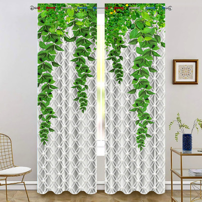 RISCKY FEB 214 cm (7 ft) Door Polyester Room Darkening Curtain Single Curtain(Green, Floral)