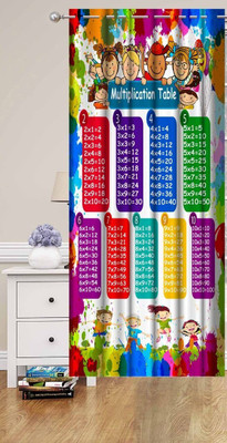 WARISI 213 cm (7 ft) Door Polyester Semi Transparent Curtain Single Curtain(Multiply table design Kids,Nursery, Bedroom Playroom ,Kids Study Room curtain, 3D Printed)