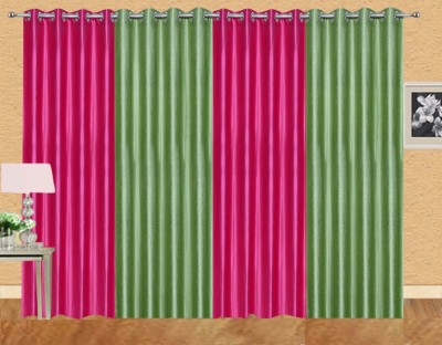 Stella Creations 214 cm (7 ft) Polyester Room Darkening Door Curtain (Pack Of 4)(Solid, Pink, Light Green)