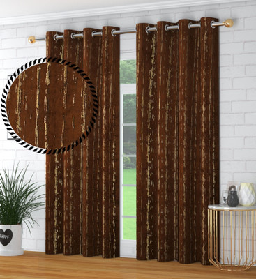 VELOURA 243.84 cm (8 ft) Shower Velvet Room Darkening Curtain (Pack Of 2)(Brown, Self Design)