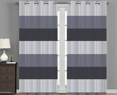 DD8 154 cm (5 ft) Window Polyester Room Darkening Curtain Single Curtain(Grey, Printed)