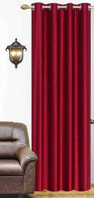 FabTop 270 cm (9 ft) Polyester Semi Transparent Long Door Curtain Single Curtain(Solid, Maroon)