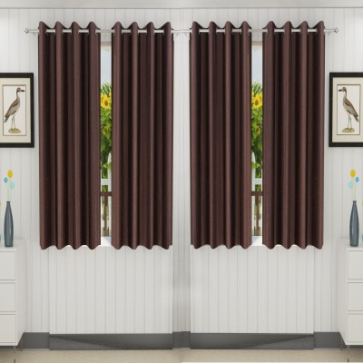 Panipat Textile Hub 152.4 cm (5 ft) Polyester Semi Transparent Window Curtain (Pack Of 4)(Solid, Brown)