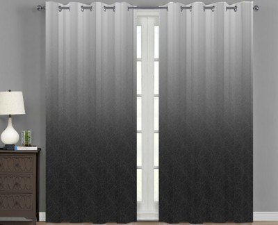 BEST FAB 214 cm (7 ft) Polyester Room Darkening Door Curtain Single Curtain(Floral, Grey)