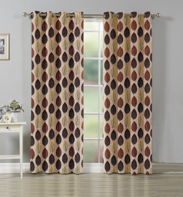 Waco creation 152 cm (5 ft) Polyester Room Darkening Window Curtain (Pack Of 2)(Printed, PATTa_Coffee)