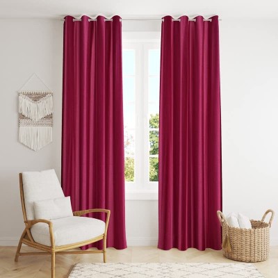 vjk fab 274 cm (9 ft) Polyester Room Darkening Long Door Curtain (Pack Of 2)(Plain, Wine Red)