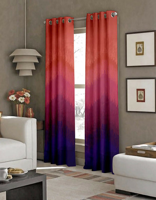 Casableu 274.32 cm (9 ft) Long Door Polyester Blackout Curtain (Pack Of 2)(Maroon, Printed)