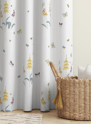 Tranquebar Curtain Co. 152 cm (5 ft) Window Cotton Room Darkening Curtain (Pack Of 2)(Yellow, Floral)