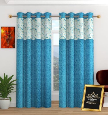 Golden Legacy 213.36 cm (7 ft) Polyester Room Darkening Door Curtain (Pack Of 2)(Abstract, Blue2)