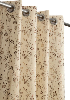 Drape And Decor 243.84 cm (8 ft) Shower Velvet Room Darkening Curtain (Pack Of 2)(Cream, Self Design)