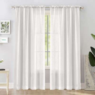 HOMEMONDE 244 cm (8 ft) Cotton Transparent Shower Curtain (Pack Of 2)(Self Design, White)