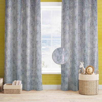 Vendola 274 cm (9 ft) Polyester Room Darkening Long Door Curtain (Pack Of 2)(Self Design, Dark Grey)