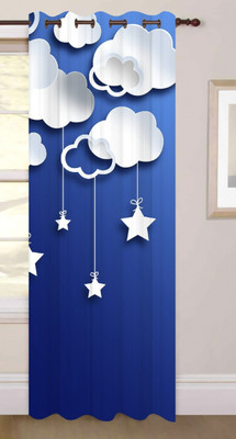 RD 154 cm (5 ft) Window Polyester Room Darkening Curtain Single Curtain(Blue, Floral)