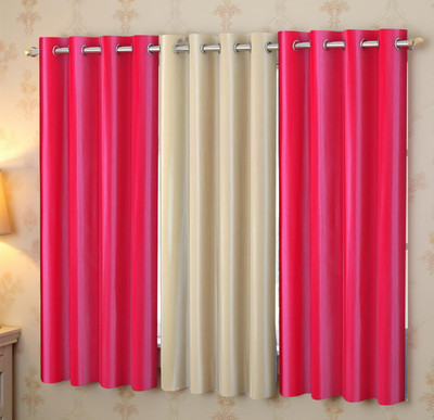 Home Stylish 274 cm (9 ft) Long Door Polyester Room Darkening Curtain (Pack Of 3)(Rani Pink, Solid)