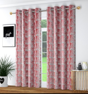 Impression Hut 152 cm (5 ft) Polyester Room Darkening Window Curtain (Pack Of 2)(Printed, Maroon)