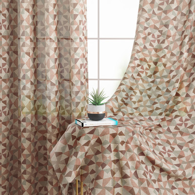 Story@home 152 cm (5 ft) Window Polyester Transparent Curtain Single Curtain(Brown, Red, Printed)