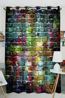 DD8 214 cm (7 ft) Door Polyester Room Darkening Curtain Single Curtain(Green, Printed)