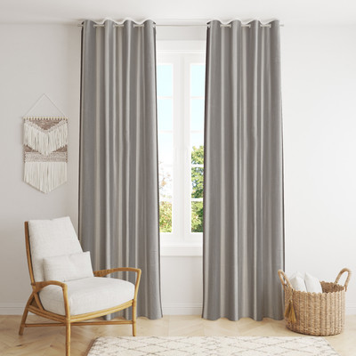 AH ARTSY HOME 214 cm (7 ft) Door Polyester Room Darkening Curtain (Pack Of 2)(Grey, Plain)