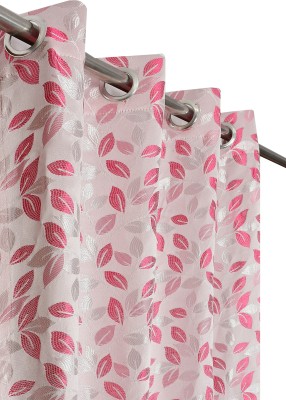 Furnishing Hut 213 cm (7 ft) Polyester Room Darkening Door Curtain (Pack Of 2)(Floral, Wine)