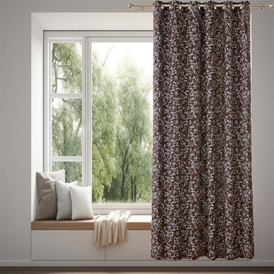 COLOFLY 153 cm (5 ft) Window Polyester Semi Transparent Curtain Single Curtain(Brown, Printed)