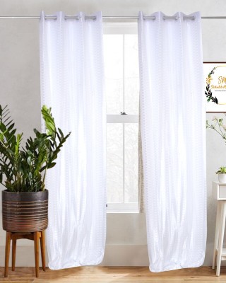 SM Shakuntala Manohar 275 cm (9 ft) Polyester Semi Transparent Long Door Curtain Single Curtain(Checkered, White)
