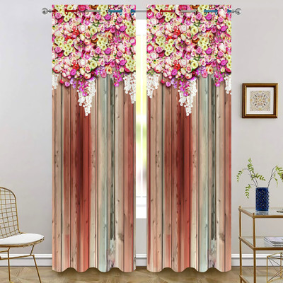 S22 274 cm (9 ft) Long Door Polyester Room Darkening Curtain Single Curtain(Yellow, Floral)