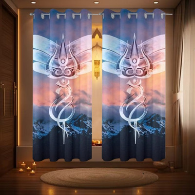 BLENZZA DECO 152 cm (5 ft) Window Polyester Semi Transparent Curtain (Pack Of 2)(Shivay, Printed)