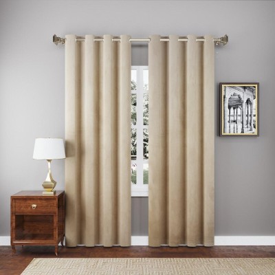 Dashing Fabrics 182.88 cm (6 ft) Velvet Blackout Window Curtain (Pack Of 2)(Solid, ivory)