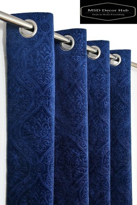 MSD Decor Hub 274 cm (9 ft) Velvet Blackout Long Door Curtain (Pack Of 2)(Self Design, Blue)