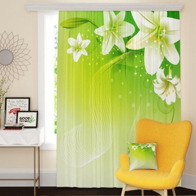 Vmd 274 cm (9 ft) Polyester Room Darkening Long Door Curtain (Pack Of 2)(Floral, White)