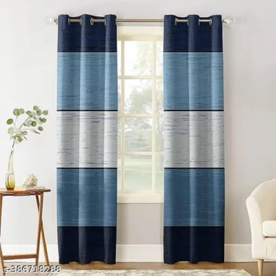 IDV 154 cm (5 ft) Polyester Room Darkening Window Curtain Single Curtain(Floral, Blue)