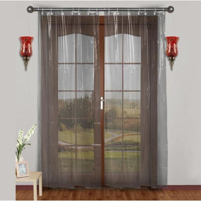 AR GROUP 275.5 cm (9 ft) PVC Transparent Long Door Curtain Single Curtain(Plain, White)