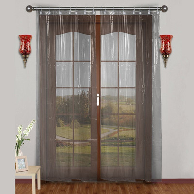 Urban Home 214 cm (7 ft) Door PVC Transparent Curtain Single Curtain(Off White, Solid)
