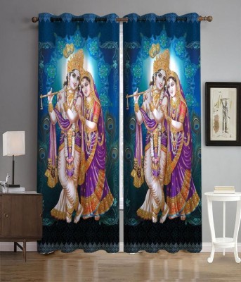 MODIK 274.32 cm (9 ft) Polyester Semi Transparent Long Door Curtain (Pack Of 2)(3D Printed, Radhe)